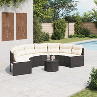 Divano Giardino Tavolo e Cuscini Semicircolare Nero Polyrattan 3318526