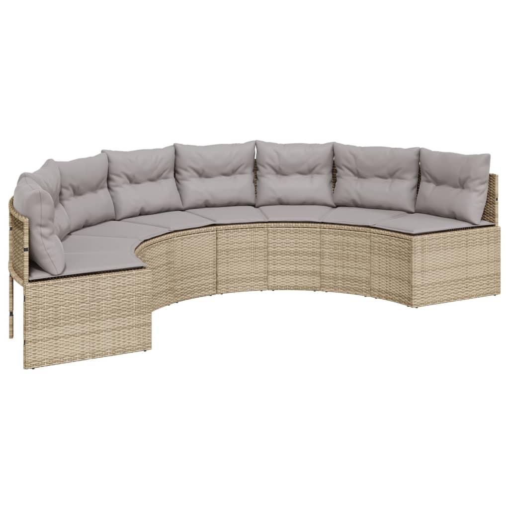 Divano Giardino Tavolo e Cuscini Semicircolare Beige Polyrattan 3318528