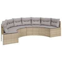 Divano Giardino Tavolo e Cuscini Semicircolare Beige Polyrattan 3318528