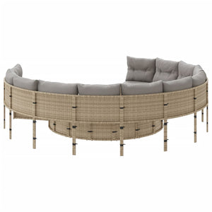 Divano da Giardino con Cuscini Circolare Beige in Polyrattan 3318542