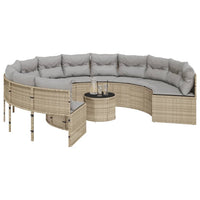 Divano Giardino con Tavolo e Cuscini Circolare Beige Polyrattan 3318546