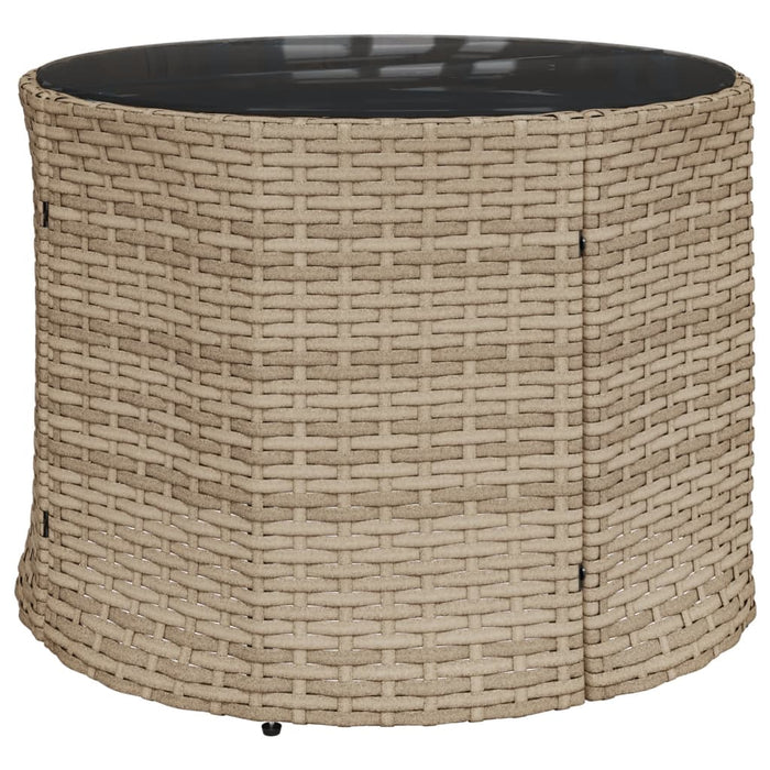 Divano Giardino con Tavolo e Cuscini Circolare Beige Polyrattan 3318546