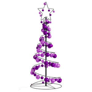 Cono Luminoso Albero Natale Palline 80 LED Bianco Caldo 120 cm 3318553