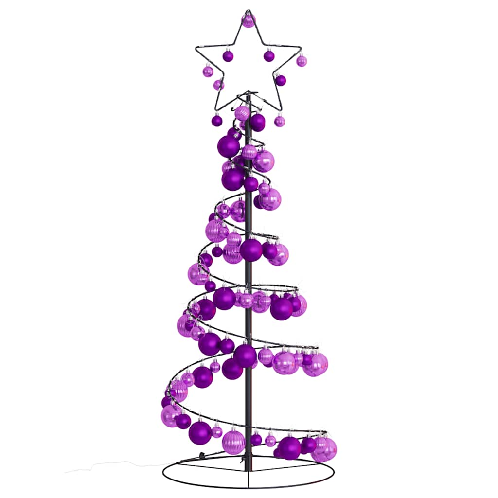 Cono Luminoso Albero Natale Palline 80 LED Bianco Caldo 120 cm 3318553