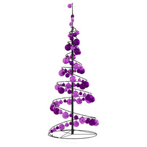 Cono Luminoso Albero Natale Palline 80 LED Bianco Caldo 120 cm 3318553