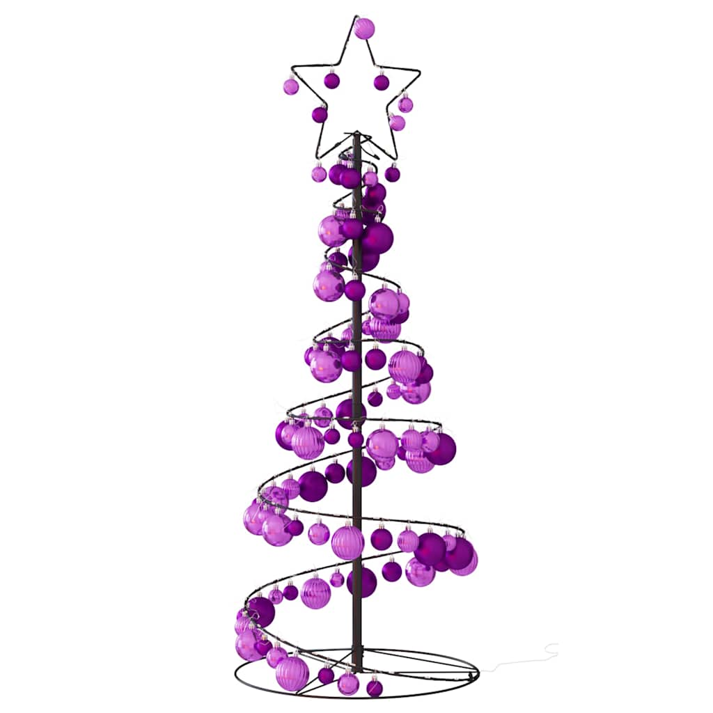 Cono Luminoso Albero Natale Palline 80 LED Bianco Caldo 120 cm 3318553