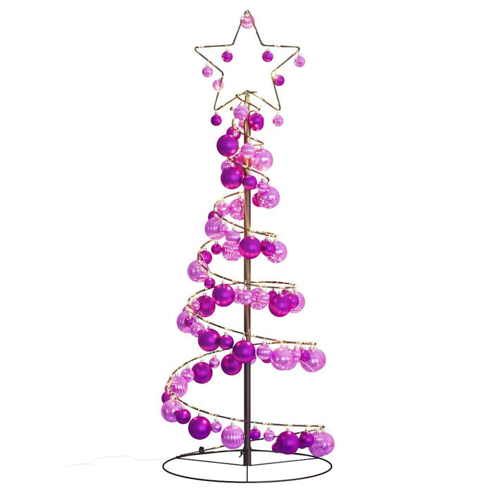 Cono Luminoso Albero Natale Palline 80 LED Bianco Caldo 120 cm 3318553