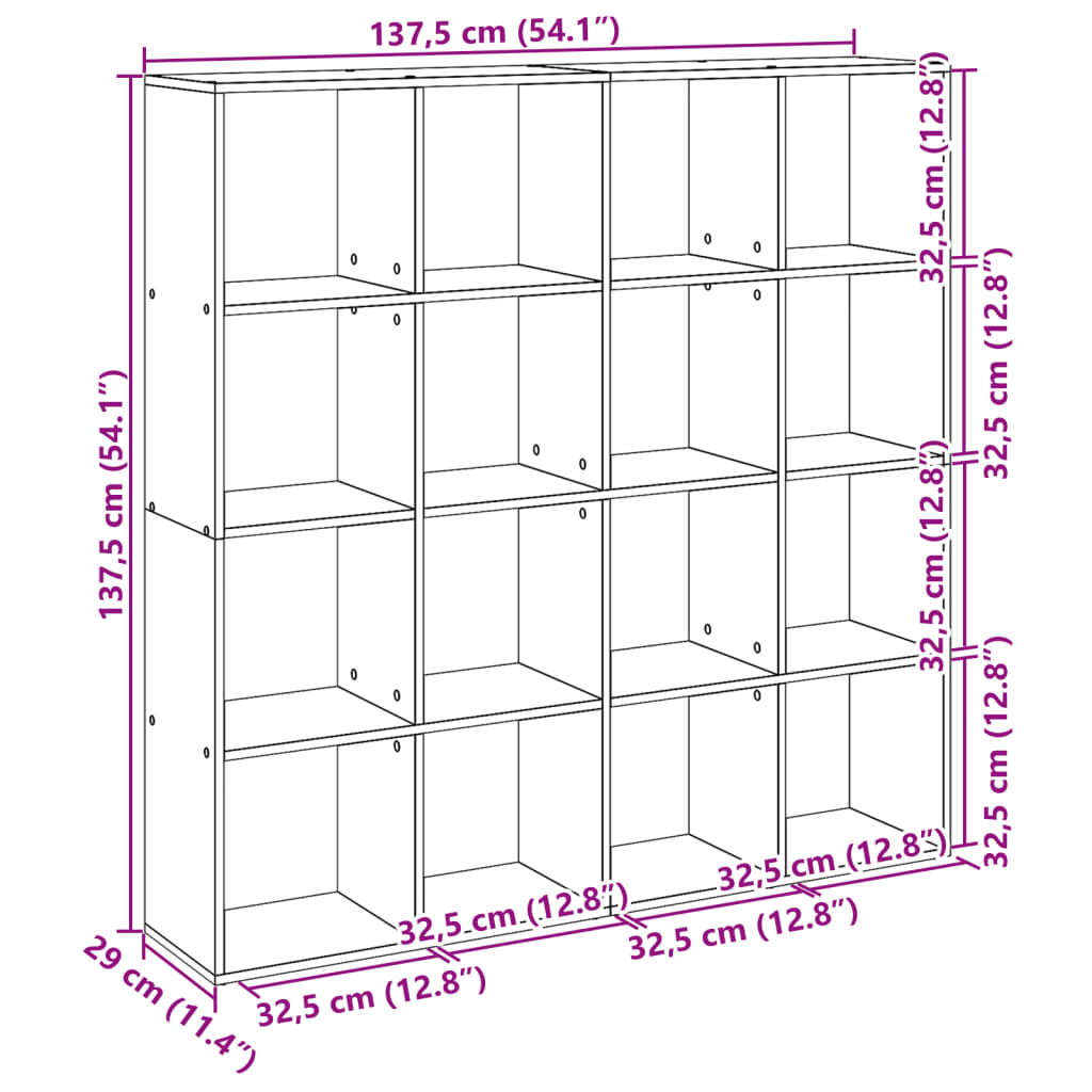 Libreria Grigio Cemento 137,5x29x137,5 cm in Legno Multistrato 3310292