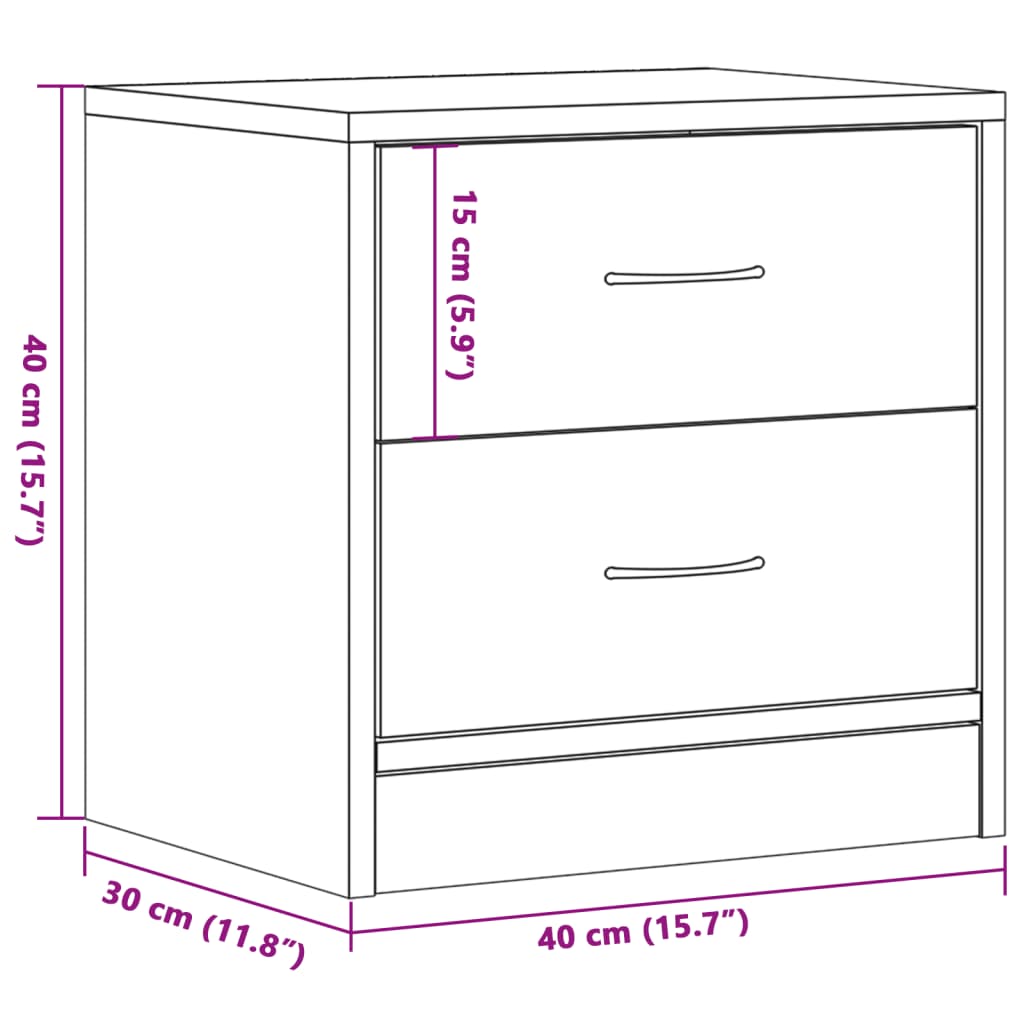 Comodini Legno Antico 2 pz 40x30x40 cm in Legno Multistrato 855925