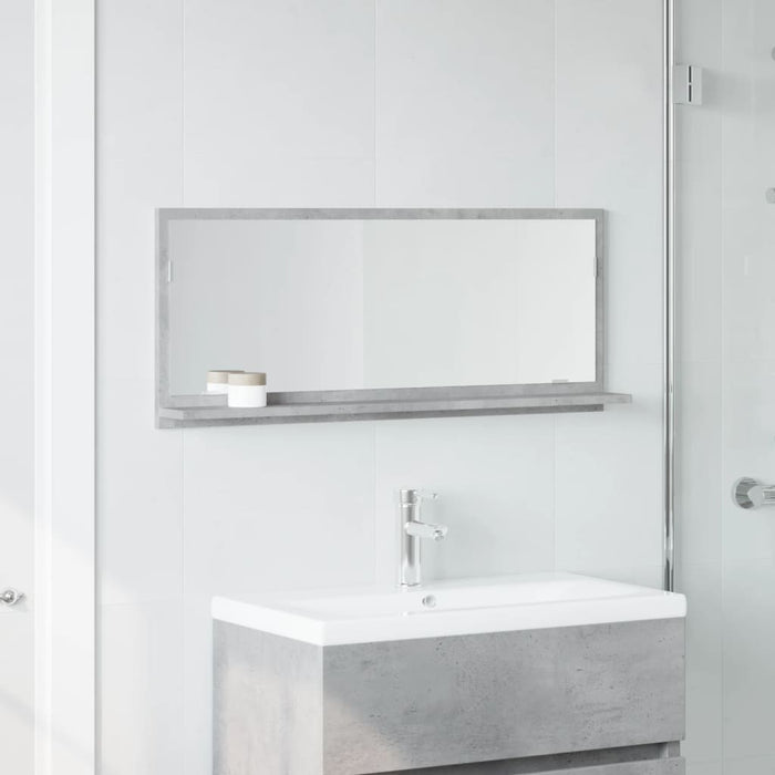 Mobile Bagno con Specchio Grigio Cemento 90x11x37 cm Truciolato 856201