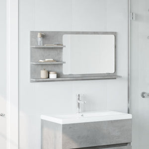 Mobile Bagno con Specchio Grigio Cemento 90x11x45 cm Truciolato 856260