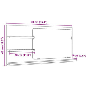 Mobile Bagno con Specchio Grigio Cemento 90x11x45 cm Truciolato 856260