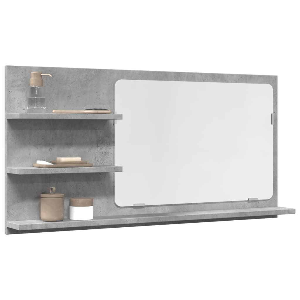 Mobile Bagno con Specchio Grigio Cemento 90x11x45 cm Truciolato 856260