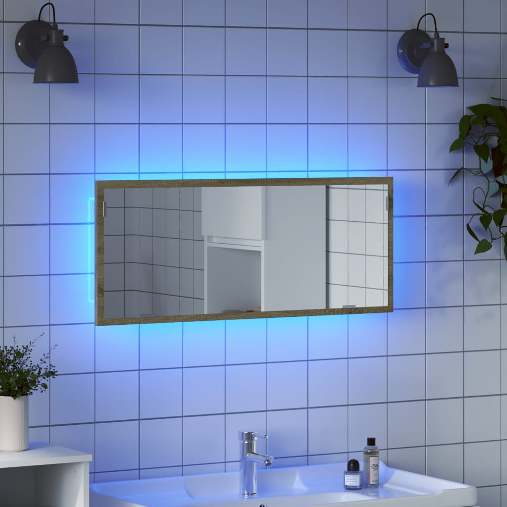 Specchio da Bagno LED Rovere Sonoma 100x8,5x37 cm in Truciolato 856269