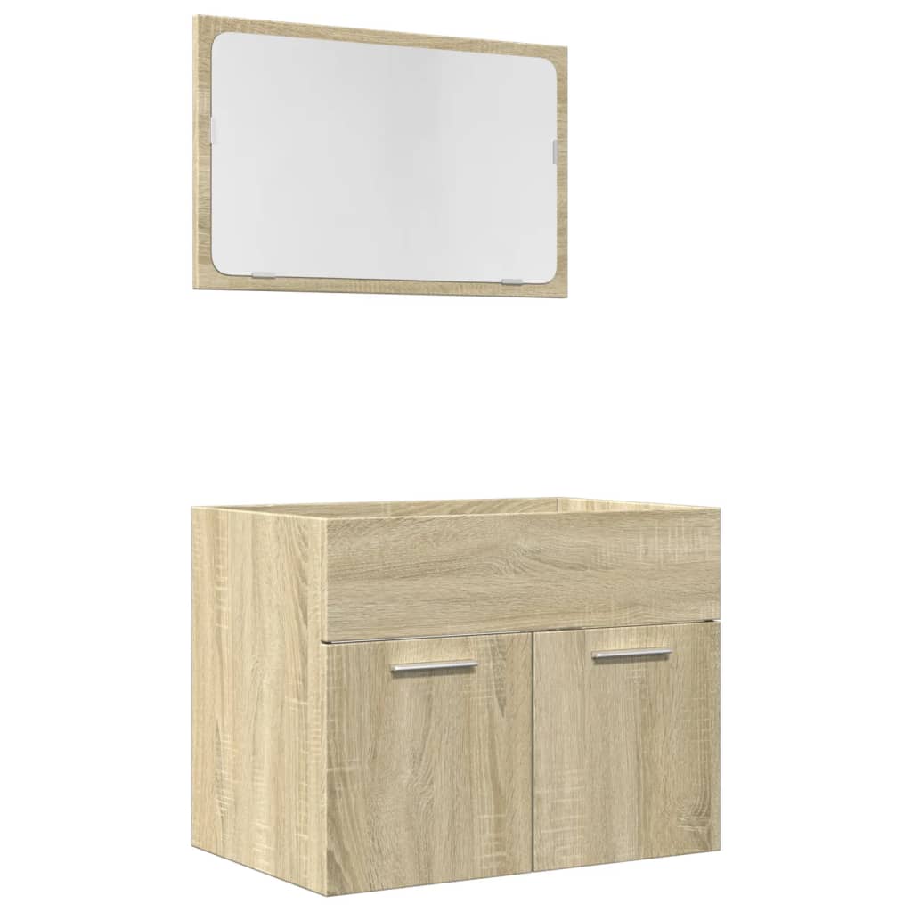 Set Mobili da Bagno 2 pz Rovere Sonoma in Legno Multistrato 856372