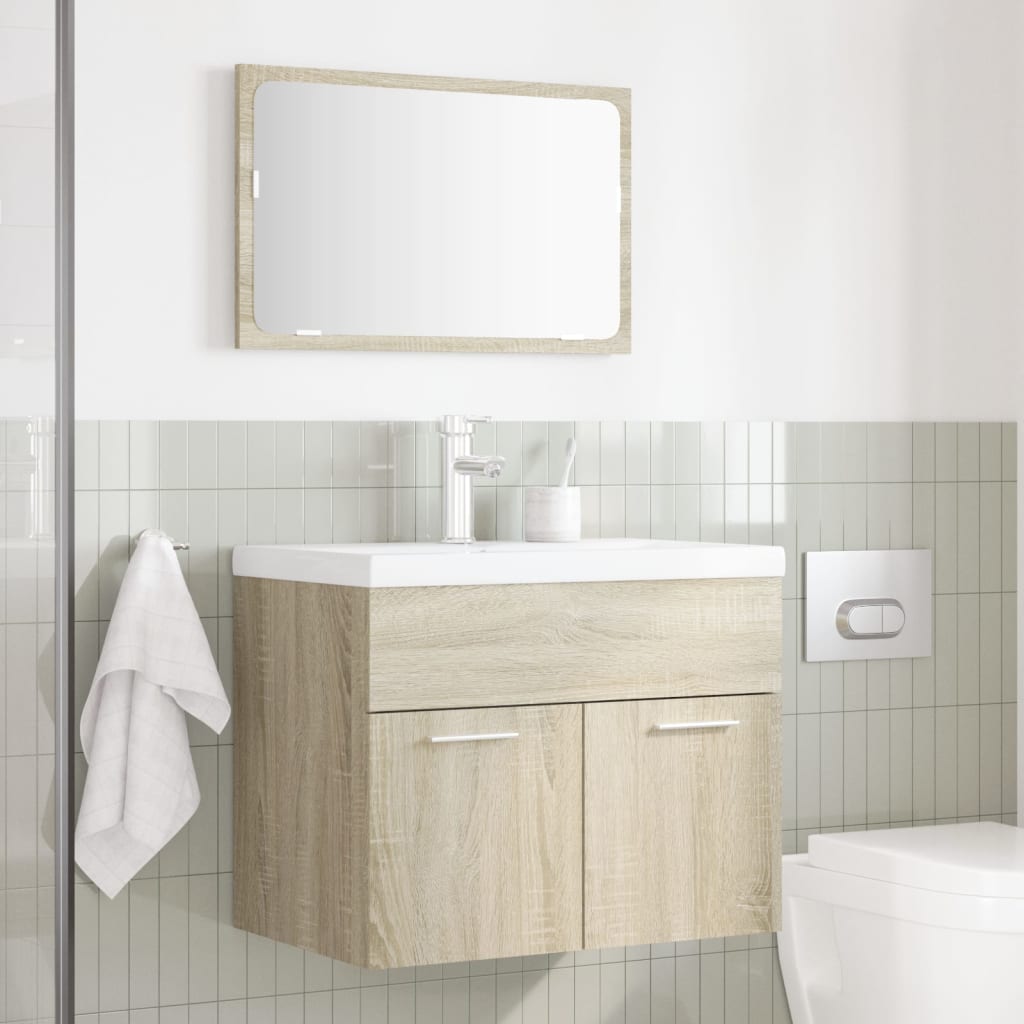 Set Mobili da Bagno 2 pz Rovere Sonoma in Legno Multistrato 856372