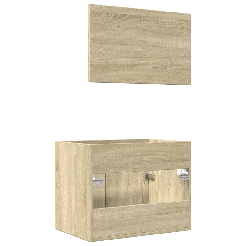 Set Mobili da Bagno 2 pz Rovere Sonoma in Legno Multistrato 856372