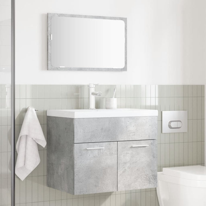 Set Mobili da Bagno 2 pz Grigio Cemento in Legno Multistrato 856373