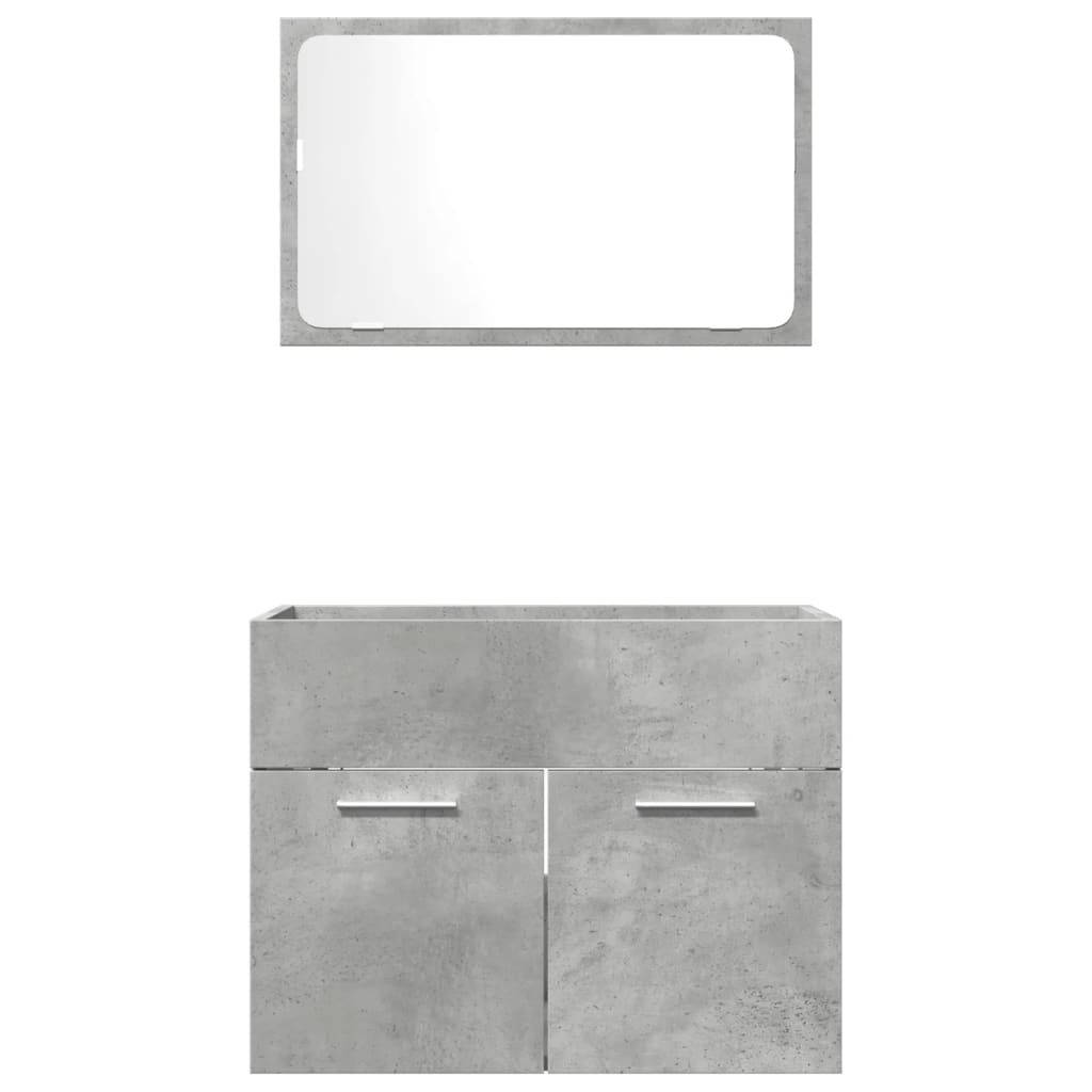 Set Mobili da Bagno 2 pz Grigio Cemento in Legno Multistrato 856373