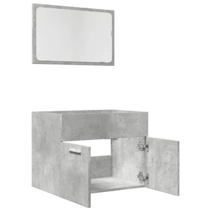 Set Mobili da Bagno 2 pz Grigio Cemento in Legno Multistrato 856373