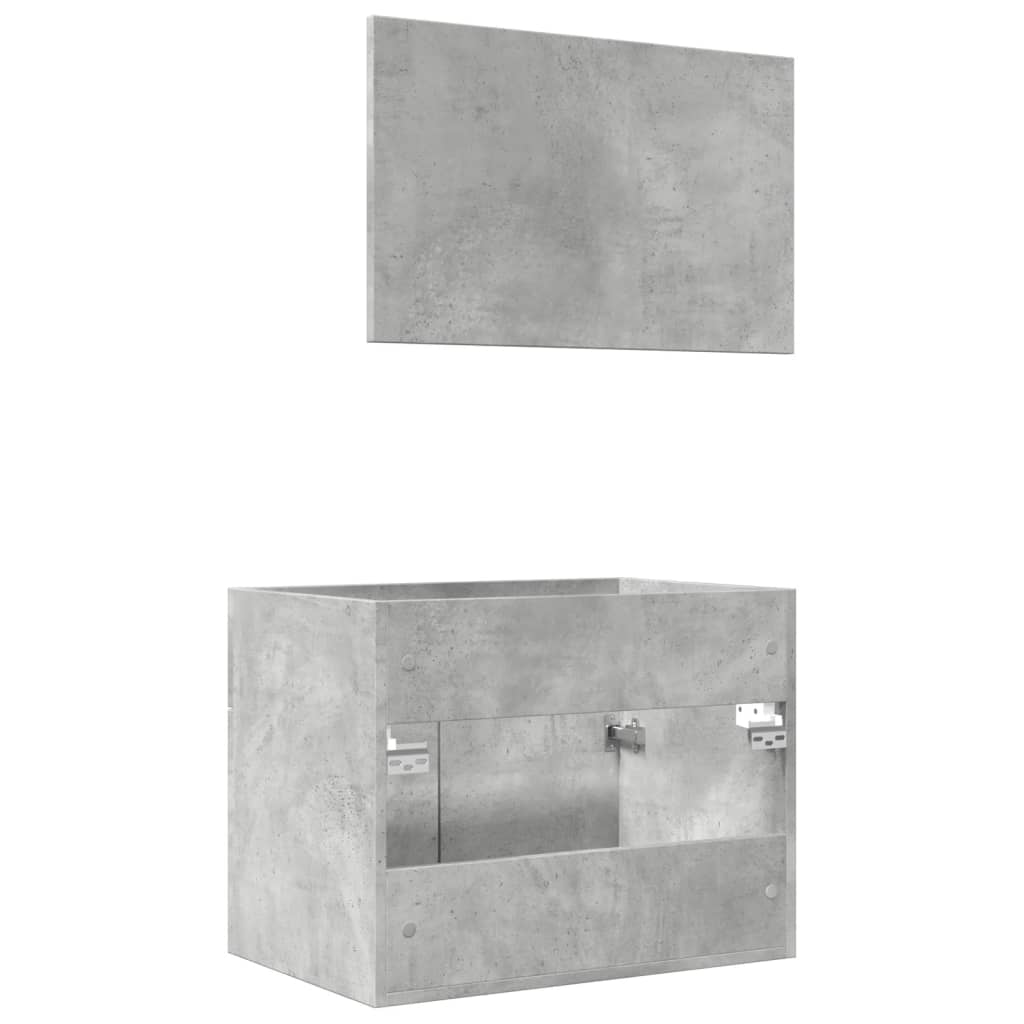 Set Mobili da Bagno 2 pz Grigio Cemento in Legno Multistrato 856373