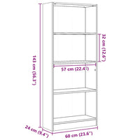 Libreria Bianco Lucido 60x24x143 cm in Legno Multistrato 858311