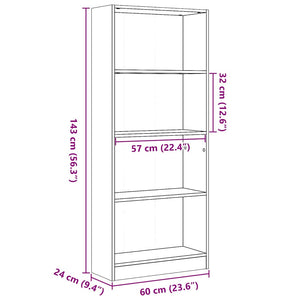 Libreria Bianco Lucido 60x24x143 cm in Legno Multistrato 858311