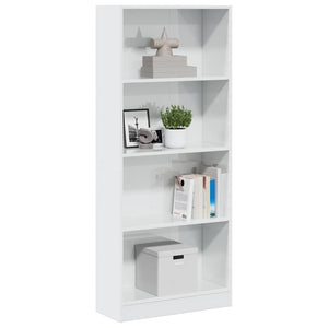 Libreria Bianco Lucido 60x24x143 cm in Legno Multistrato 858311