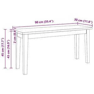 Panca 90 cm in Legno Massello di Hevea 4102595