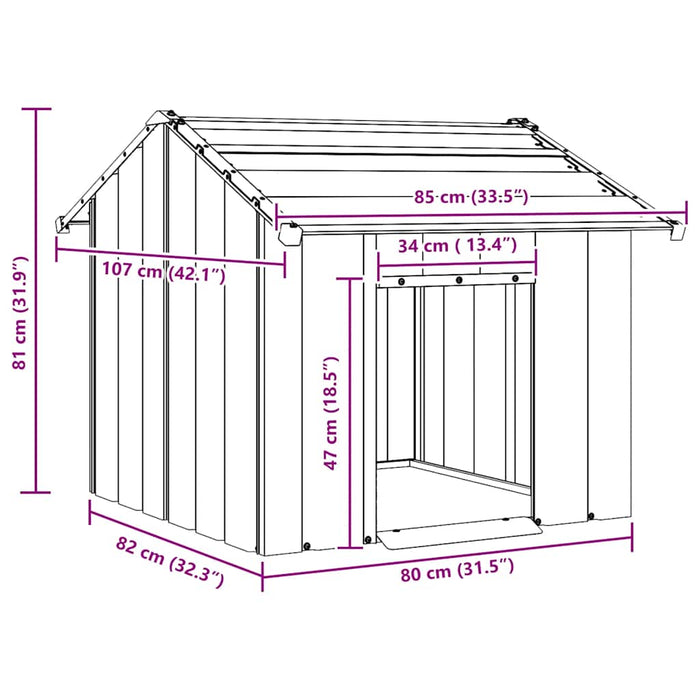 Casetta per Cani con Tetto 85x107x81 cm Acciaio Zincato 4100913