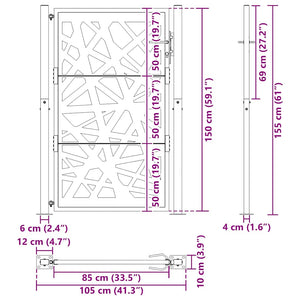 Cancello Giardino Nero 105x155 cm in Acciaio Design Leggero 4100951