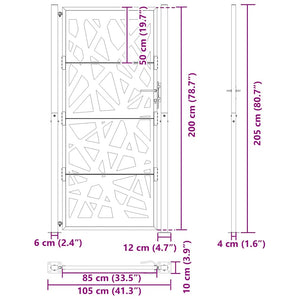 Cancello Giardino Nero 105x205 cm in Acciaio Design Leggero 4100953