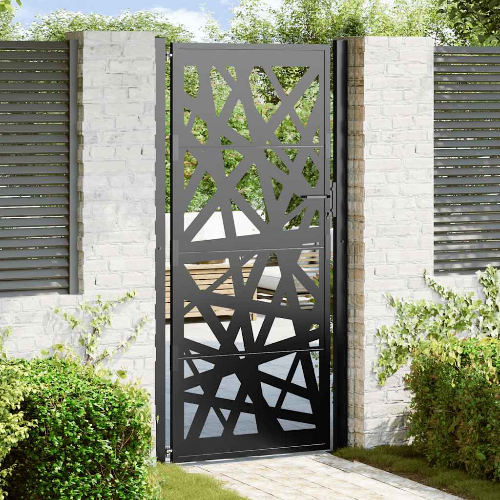 Cancello Giardino Nero 105x205 cm in Acciaio Design Leggero 4100953