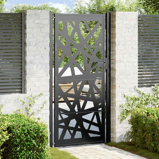 Cancello Giardino Nero 105x205 cm in Acciaio Design Leggero 4100953