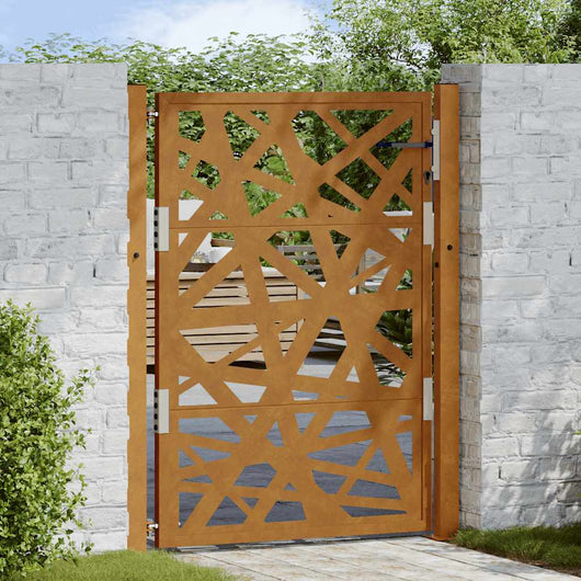 Cancello da Giardino 105x130 cm Acciaio Corten Design Leggero 4100955