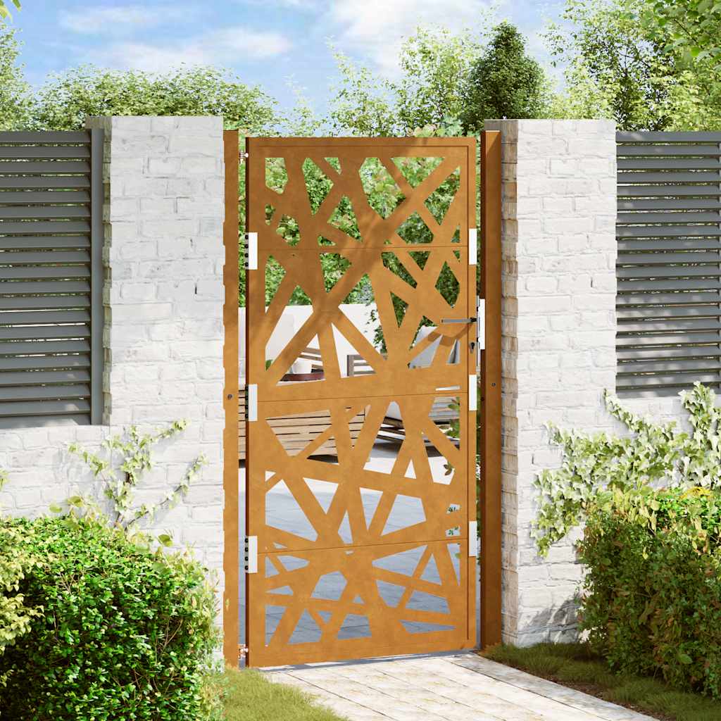 Cancello da Giardino 105x180 cm Acciaio Corten Design Leggero 4100957