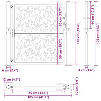 Cancello Giardino Nero 105x105 cm in Acciaio Design a Foglia 4100959