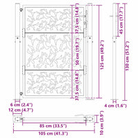 Cancello Giardino Nero 105x130 cm in Acciaio Design a Foglia 4100960