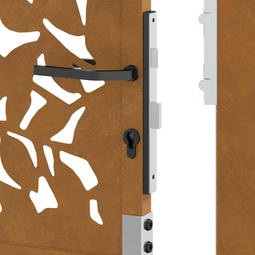 Cancello da Giardino 105x155 cm Acciaio Corten Design a Foglia 4100966