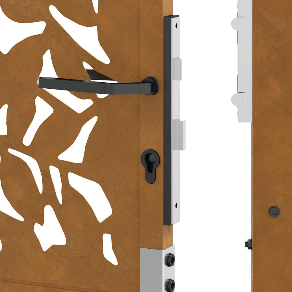 Cancello da Giardino 105x180 cm Acciaio Corten Design a Foglia 4100967