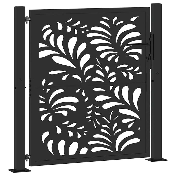 Cancello Giardino Nero 105x105 cm in Acciaio Design Ondulato 4100969