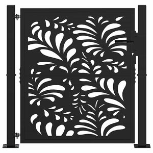 Cancello Giardino Nero 105x105 cm in Acciaio Design Ondulato 4100969