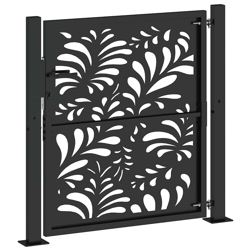 Cancello Giardino Nero 105x105 cm in Acciaio Design Ondulato 4100969