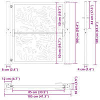 Cancello Giardino Nero 105x105 cm in Acciaio Design Ondulato 4100969