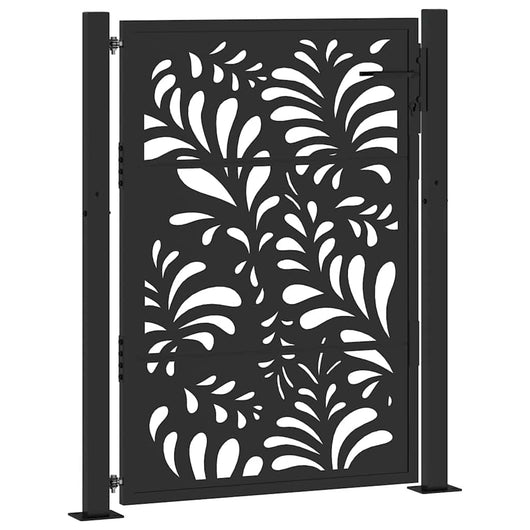 Cancello Giardino Nero 105x130 cm in Acciaio Design Ondulato 4100970