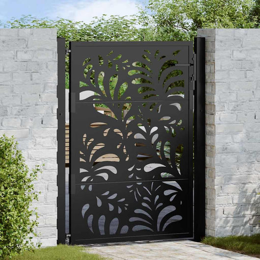 Cancello Giardino Nero 105x130 cm in Acciaio Design Ondulato 4100970