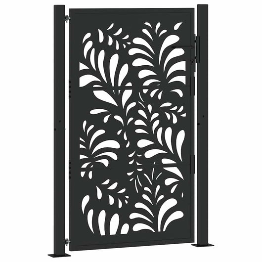 Cancello Giardino Nero 105x155 cm in Acciaio Design Ondulato 4100971