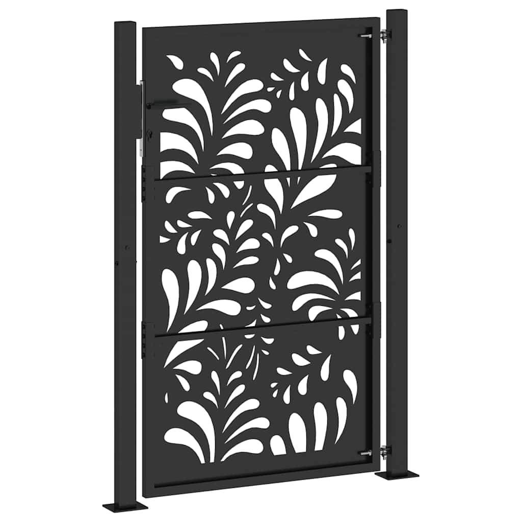 Cancello Giardino Nero 105x155 cm in Acciaio Design Ondulato 4100971