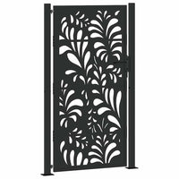 Cancello Giardino Nero 105x180 cm in Acciaio Design Ondulato 4100972