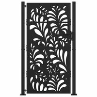 Cancello Giardino Nero 105x180 cm in Acciaio Design Ondulato 4100972